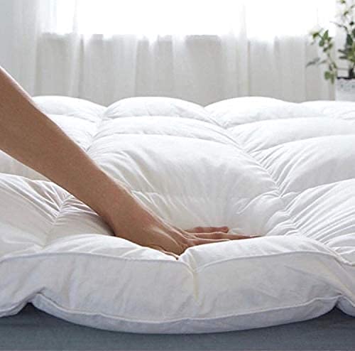 FOCUS Mattress Topper Extra Thick - 10cm, 100% Cotton Cover, New & Improved Down Alternative Bed Topper Pillowtop for Optimum Cushioning & Support, Breathable, Warm Hotel Quality (200X200)