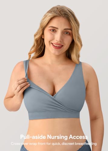 Image of HBselect Nursing Bras for Breastfeeding, Maternity Nursing Sleep Bra Wireless Pregnancy Sleep Bralette 3 /5 Pack