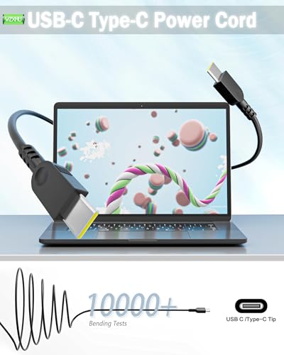 Image of WZXHU 65W USB C Laptop Charger for Lenovo ThinkPad Yoga ThinkBook | Compatible with ThinkPad X1 Carbon T14 E14 E16, Yoga 7i 9i, ThinkBook 14 15, Chromebook, Fast Charge Slim Travel Type C Cord