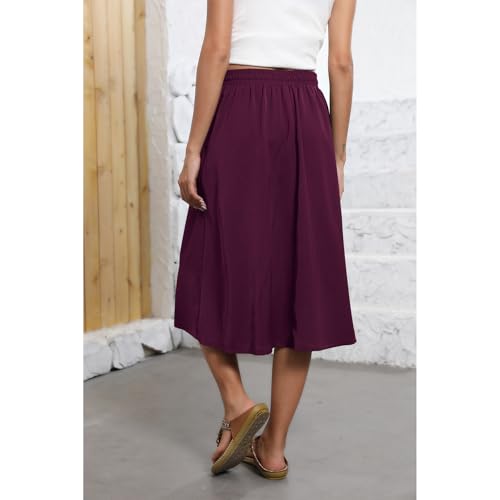 Image of Witsmile Flowy Skirt Elastic High Waist A-Line Skirt with Pockets Bohemia Cover-up for Women 2026 Trendy(S-2XL)