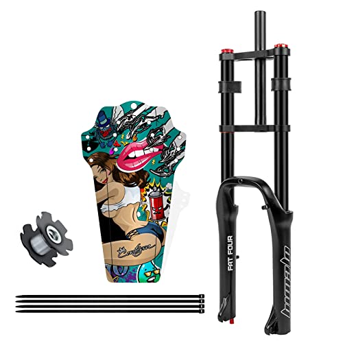 Gxfwjd 20Inch 4.0 Fat Forks Disc Brake Straight 1-1/8 Bmx Air Suspension Fork Travel Lock Damping Adjustment E-Bike Mountain Bike Front Fork Travel 160Mm (Color : Black) #TOP9