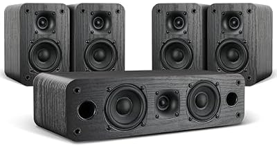 Saiyin 5.0 Home Theater System, 230w Peak Power HiFi Surround Sound Speakers with Stereo Surround Sound and Classic Rretro Wood Grain for TV/PC, Passive, Amplifier Required (Cable Not Included)