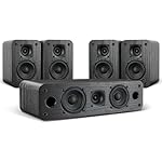 Saiyin 5.0 Home Theater System, 100w HiFi Surround Sound Speakers with Stereo Surround Sound and Classic Rretro Wood Grain for TV/PC, Amplifier or Receiver Required, Passive, Cable Not Included