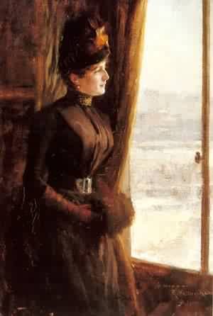 Peinture à l'huile Portrait de Madame Vallery Radot : l'élégance d'Albert Edelfelt