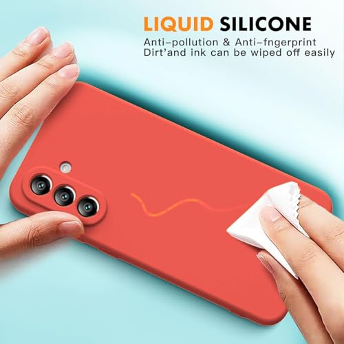 Image of DIZORO Microfiber Candy Cover for Samsung Galaxy F36 5G Full Camera Protection Premium Liquid Silicon Case Flexible Bumper Case for Samsung Galaxy F36 5G Coral