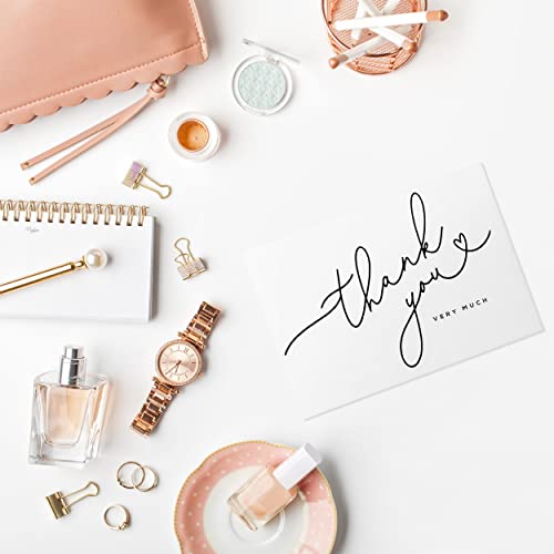Layneria 100 Bulk Thank You Cards With Kraft Envelopes And Stickers - 4 Minimalistic Designs Blank Thank You Notes With Envelopes For Business Wedding Bridal Gift Baby Shower Business Graduation #TOP6