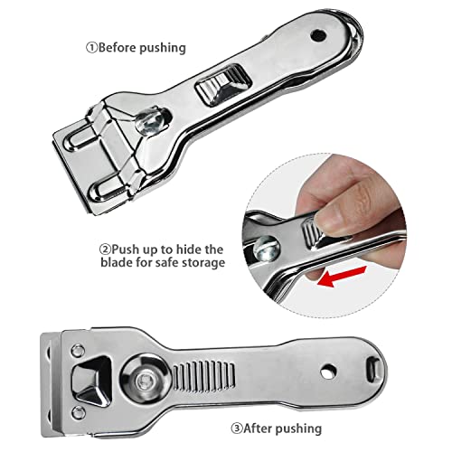 Karinear Razor Blade Scraper Tool, Window Scraper, Glass Cooktop Scraper, Paint Scraper, All Metal Heavy Duty Razor Blade Scraper For Cleaning Oven Window, Smooth Surface Cleaning Tool, Non Scratch #TOP4