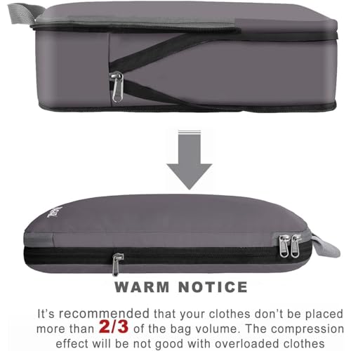 Image of BAGAIL 4 Set /6 Set /8 Set Compression Packing Cubes Travel Accessories Expandable Packing Organizers (Cloth Pattern, 4-Dark Greyish)