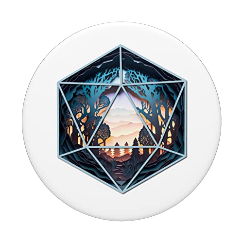 D20 Fantasy Landscape PopSockets Swappable PopGrip, Black - Image 3