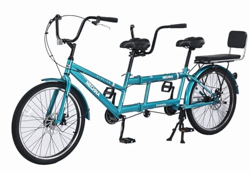 Kcolic Klappbare Tandemfahrräder Beach Cruiser Fahrrad Für Erwachsene, Tandemfahrrad Mit 24 Zoll Rädern, Verstellbares Tandemfahrrad Cruiser Fahrrad B,24in