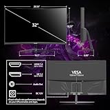 Gawfolk 2K 180Hz Curved Monitor, 32 Inch QHD 2560x1440p Gaming Screen with AMD FreeSync, Flicker-Free, 2X HDMI 2.0, DP 1.4, Ultra-Thin Frameless 1800R PC Monitor - Image 5