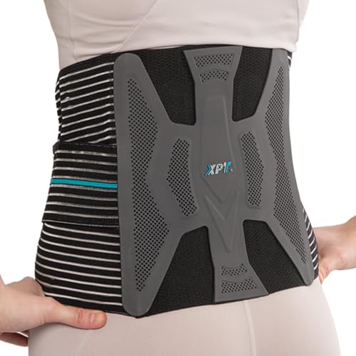 Lumbar Support – Back Brace for Chronic Pain, Spondylolisthesis & Spinal Stenosis – Seamless Heat-Pressed Design with Metal Stays and Finger Pocket Fitting System, Large