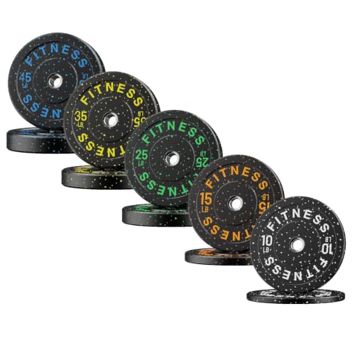 HANDBODE 260 lb Set Colored Bumper Plates – 2-Inch High-Bounce Rubber Weights for Home Gym and Barbell Training
