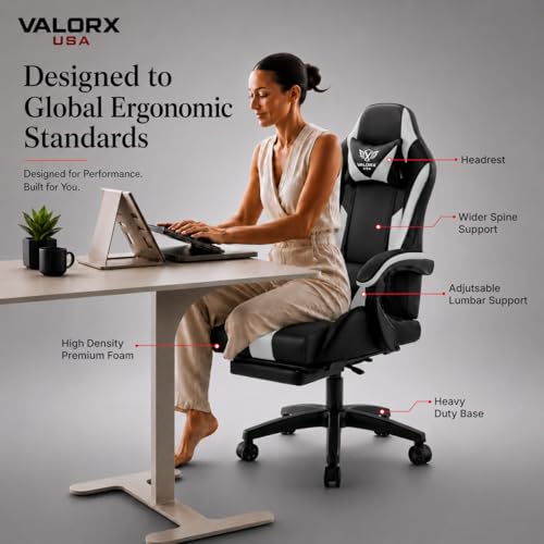 Image of Warrior 2026 Edition Gaming & Office Ergonomic Chair |Vegan Leather| 360 Swivel, High Back 135 Recliner | Adjustable Height & Linkage Armrest| Lumbar Support, 3 Year Warranty, Light Grey