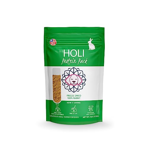 HOLI Rabbit Single Ingredient Canine Meals Protein Topper – Made in USA – Human-Grade Freeze Dried Canine Meals Combine in Topping – Grain Free, Gluten Free – 100% All Pure – 4oz HOLI Rabbit Single Ingredient Canine Meals Protein Topper – Made in USA – Human-Grade Freeze Dried Canine Meals Combine in Topping – Grain Free, Gluten Free – 100% All Pure – 4oz