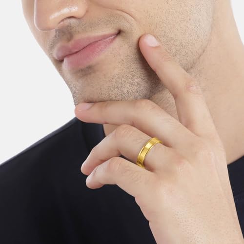 Image of ZAVYA 925 Sterling Silver Gold Plated CZ Men's Ring | Gift for Men & Boys | With Certificate of Authenticity and 925 Hallmark