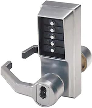 Kaba LL1021S-26D-41 L1000-Series Door Cylindrical Mechanical Lock, Left Hand, Cast Front Housing, Satin Chrome, Brass Unified Trim Plate, Fixed Cast Lever, Combination Entry/Key Override, Schlage