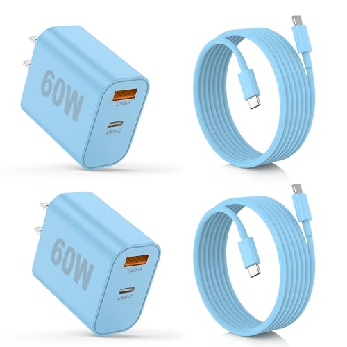 iPhone 17/16/15 Pro/Pro Max Charger, Dual Port USB-C Wall Charger with PD 40W & QC 20W Fast Charging, 10FT USB-C Cable for iPhone, iPad Pro, MacBook M1/M2/M3, Android (Blue, 6 FT)