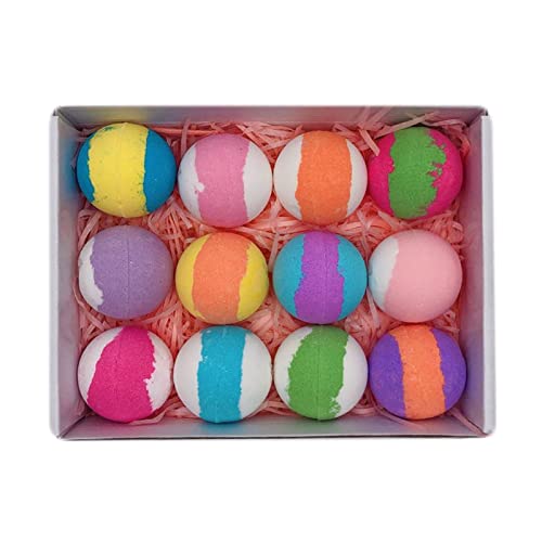 bvwkkynle Juego de 12 Bolas de baño de Burbujas, Juego de Regalo for Mujeres, hidratante, Espuma, Aroma Agradable, Bola de Ducha, Regalos de cumpleaños y for niños y niñas, 5,4 cm de diámetro