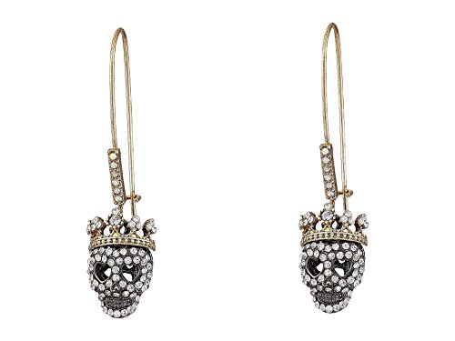 Betsey Johnson Pave Skull Dangle Earrings