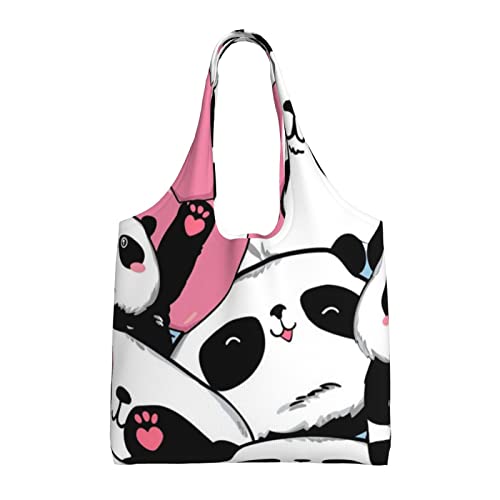 Sac fourre-tout en toile imprimé panda robuste et réutilisable
