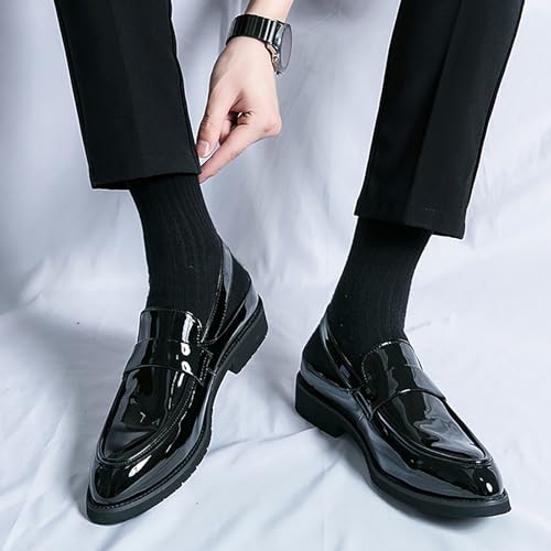 Men'S Patent Leather Closed Toe Mules With Adjustable Buckle Strap Fashion Comfortable Breathable Block Heel Slingback Dress Sandals For Business Office Wedding Party4