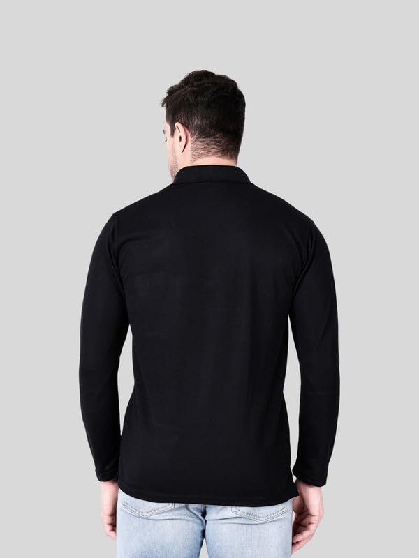Image of Full Sleeve Men's Polo T-Shirt | Regular Fit, Soft & Breathable Cotton Blend Fabric | Classic Polo Collar, Casual & Office Wear | Available in Sizes M to 6XL, Multiple Colors