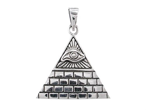 Elegant Jewel 925 Sterling Silver Egyptian Pyramid Giza All-Seeing Evil Eye of Horus Illuminati Charm Pendant