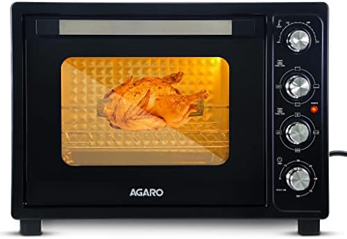 AGARO Royal 60 Litres Oven Toaster Griller, Motorised Rotisserie, Convection, Cake Baking, Chicken Grilling, Inner Lamp, 3 Heating Modes, Black