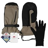 スキースノーボードグローブ【防寒/薄手2タイプ】本革使用 インナーグローブ付き ミトン メンズ レディース 撥水 3Mシンサレート HIPORA (【薄手/春秋用】サンドベージュ, L)