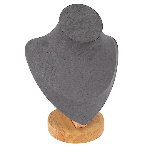 Asixxsix 6,9-Zoll-Halsketten-Ausstellungsständer, Flanell-Schmuckstaffelei, Halsketten-Ketten-Ausstellungs-Büste-Ständer Turm-Rack Mannequin-Schmuck-Büste-Ausstellungshalter für Shop-Event-Show(Grau)