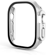 HAIYUN i Watch Protective Glass Cases Cover with Crown Button 44mm 45mm Upgrade to Ultra 49mm i Watch Series (49mm, Silver)