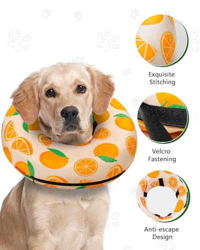 Image of MIDOG Inflatable Dog Cone Alternative for After Surgery - Soft Protective Donut Collar Prevents Licking, Comfortable Recovery E-Collar Alternative for Small Medium Large Dogs (Orange,L)