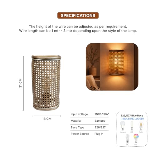 Image of Habere India-All The Cultures Fabricating India Wall Lamps For Living Room Decoration | Lights For Wall | Night Lamp For Bedroom | Decor Lights - Rectangular (M: 18 x 21 cm)