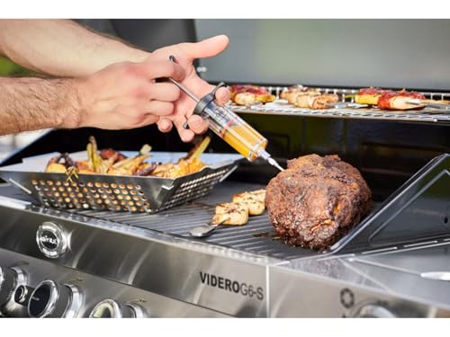 RÖSLE Marinierspritze, Hochwertige Spritze für 50 ml Fleischmarinade, intensives Aroma, Edelstahl 18/10, PP Polypropylen, Länge 22,5 cm, spülmaschinengeeignet