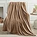 KMUSET Brown Fleece Throw Blanket for Couch - Warm Cozy Soft Lightweight Blankets All Seasons Suitable 50 x 60 inches