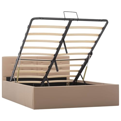Gecheer Cama de Almacenamiento con elevación hidráulica, Estructura de Acero y tapicería de Cuero sintético, para Dormitorio Moderno