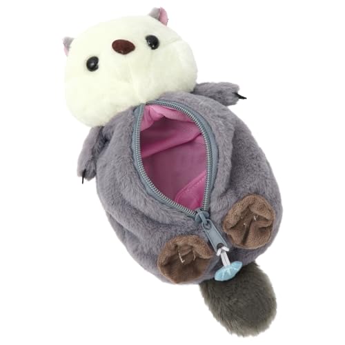 Image of Minache Women Animal Sea Otter Plush Stationery Pouch Pen Pencil Case Ladies Cosmetic Bag