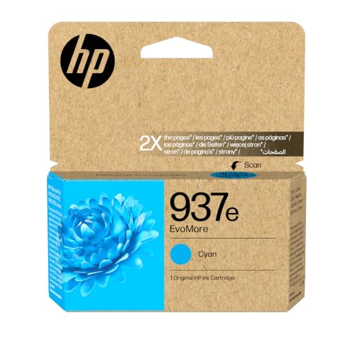 HP 937e Cyan, Cartouche Encre Originale, EvoMore, Grande capacité