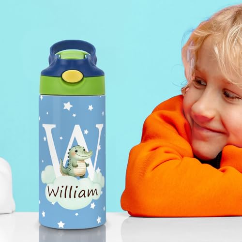 Image of callie Personalized Animal Insulated Water Bottle for Kids, Custom 12 oz Leak Proof Lid Stainless Steel Cups with Straw, Cute Gifts for Boys Girls