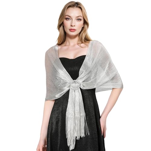 MUQU Shawls and Wraps for Evening Dresses - Women Sparkling Wedding Formal Elegant Pashmina Shawl for Women4
