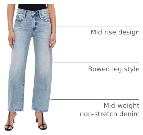Image of PISTOLA - Lexi Mid Rise, Signature Bowed Straight Jeans - Light Denim Jeans