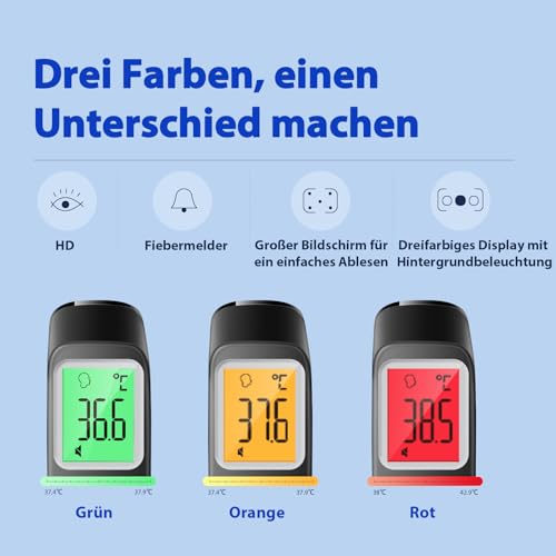 Viproud Termómetro de Fiebre para Bebés, Niños y Adultos, Termómetro Frontal sin Contacto, Infrarrojo Digital con Lecturas Precisas Instantáneas, Alarma de Fiebre y 35 Recuperaciones de Memoria - imagen 3