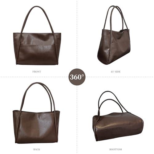 Bolso Tote de cuero para mujer con cierre y asa miniatura 5