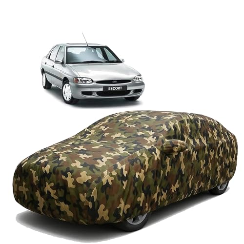 Image of Sulfar 100% Waterproof Car Body Cover Compatible with Mirror for Ford Escort with Long Lasting Durable Material (Triple Stitched, Full Bottom Elastic, Camouflage Army)