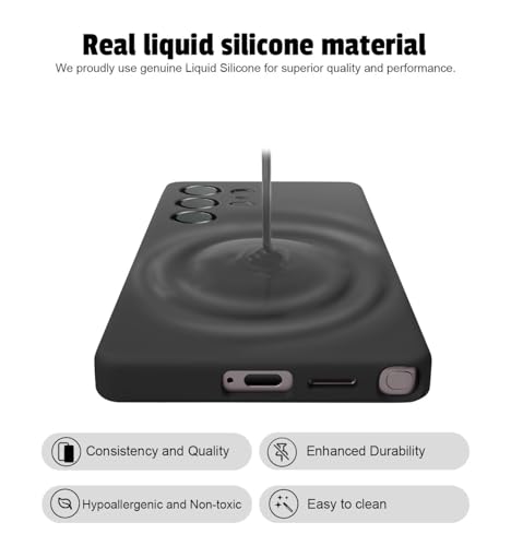 Image of LIRAMARK Liquid Silicone Soft Back Cover Case for Samsung Galaxy S25 Ultra 5G (Black)