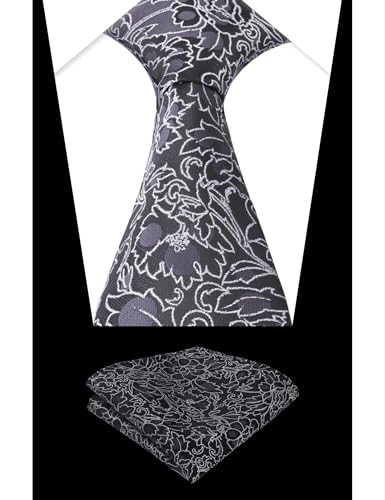 Image of Alizeal Mens 3.15'' Light Color Rustic Tie Handkerchief | with Flower Printed Handkerchief for Wedding Business Daily Wear