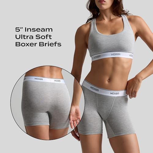 Image of Woxer Boxer Shorts for Women - 5 inch Baller Boy Shorts Underwear, Soft Modal, Chafe Free - Breathable & Moisture-Wicking