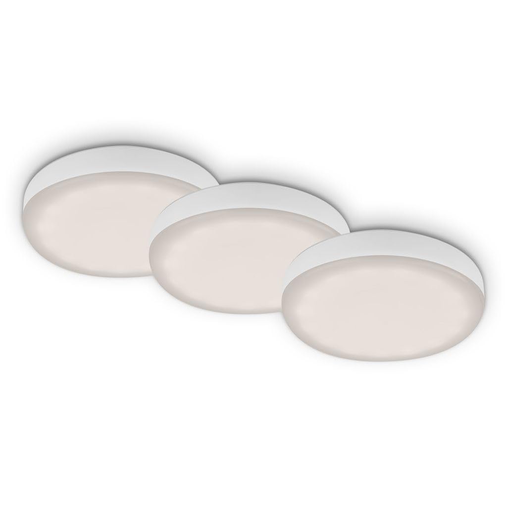BRILONER Leuchten - Set of 3 LED Recessed Bathroom Lights, Frameless LED Recessed Spotlights, IP44, Neutral White Colour Temperature, 3 W, 350 lm, 75 mm, White