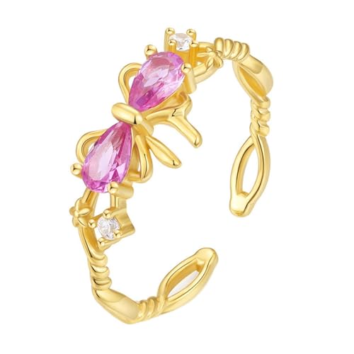Anillos de compromiso de oro de 14K con morganita pera y diseño minimalista